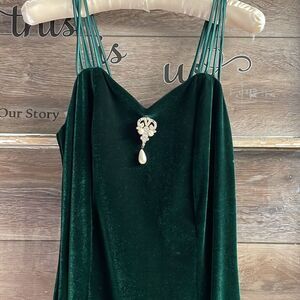 PAPA’S Fashion Velvet Evening Gown, Size Medium, Emerald Green, Vintage
